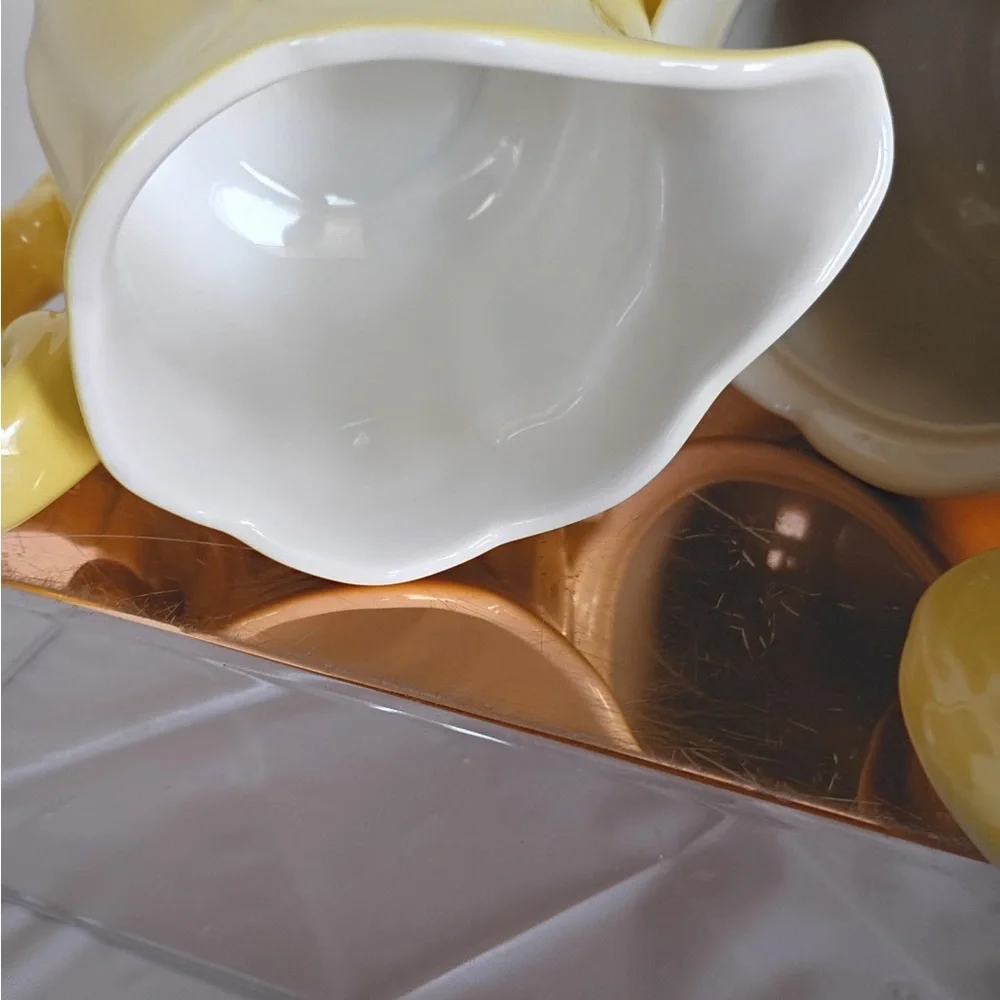 Vintage Yellow Creamer Sugar Bowl Set Bu-Tiers Federalist Ironstone